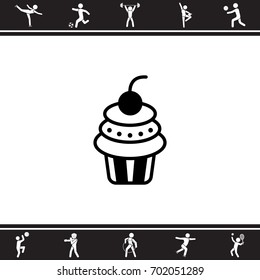 Web line icon. Cake. Birthday cake.
