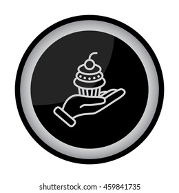 Web line icon. Cake (dessert) in hand