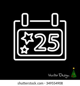 Web line icon. Calendar, Christmas (December 25th)