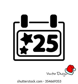 Web line icon. Calendar, Christmas (December 25th)
