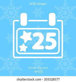 Web line icon. Calendar, Christmas (December 25th)