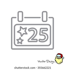 Web line icon. Calendar, Christmas (December 25th)