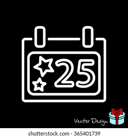 Web line icon. Calendar, Christmas (December 25th)