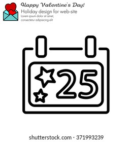 Web line icon. Calendar, Christmas (December 25th)