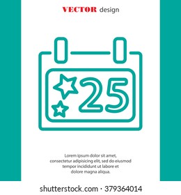 Web line icon. Calendar, Christmas (December 25th)