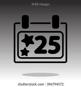 Web line icon. Calendar, Christmas (December 25th)