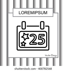 Web line icon. Calendar, Christmas (December 25th)