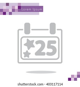 Web line icon. Calendar, Christmas (December 25th)