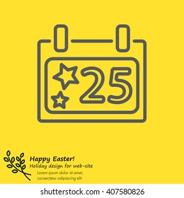 Web line icon. Calendar, Christmas (December 25th)