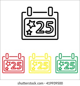 Web line icon. Calendar, Christmas (December 25th)