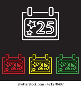 Web line icon. Calendar, Christmas (December 25th)