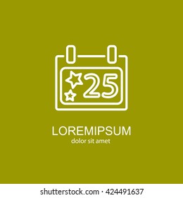 Web line icon. Calendar, Christmas (December 25th)