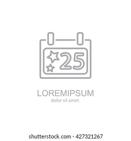 Web line icon. Calendar, Christmas (December 25th)