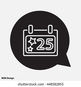 Web line icon. Calendar, Christmas (December 25th)