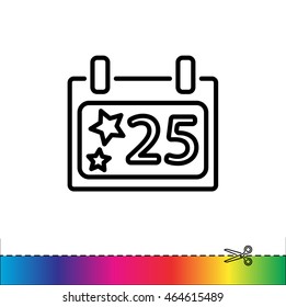 Web line icon. Calendar, Christmas (December 25th)