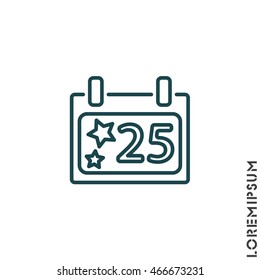 Web line icon. Calendar, Christmas (December 25th)