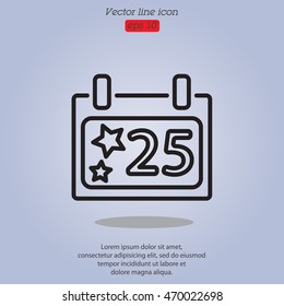 Web line icon. Calendar, Christmas (December 25th)