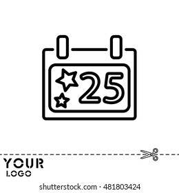 Web line icon. Calendar, Christmas (December 25th)