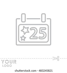 Web line icon. Calendar, Christmas (December 25th)