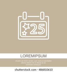 Web line icon. Calendar, Christmas (December 25th)