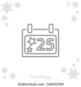 Web line icon. Calendar, Christmas (December 25th)