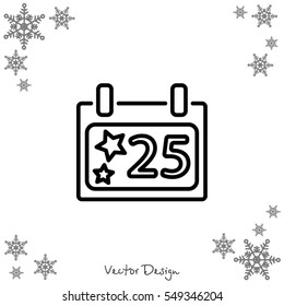 Web line icon. Calendar, Christmas (December 25th)