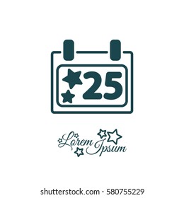 Web line icon. Calendar, Christmas (December 25th)