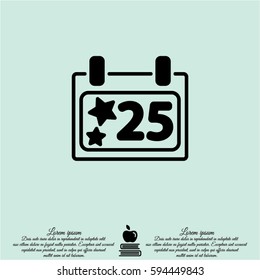 Web line icon. Calendar, Christmas (December 25th)