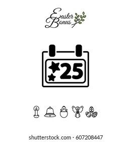 Web line icon. Calendar, Christmas (December 25th)