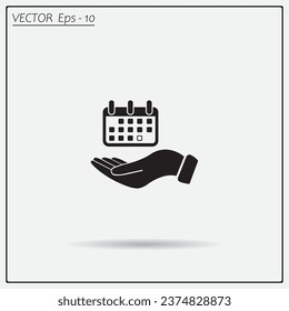 Web line icon. Calendar in hand