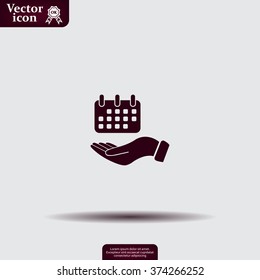 Web line icon. Calendar in hand