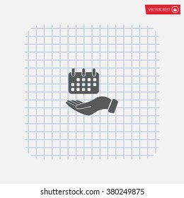 Web line icon. Calendar in hand