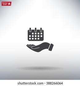 Web line icon. Calendar in hand
