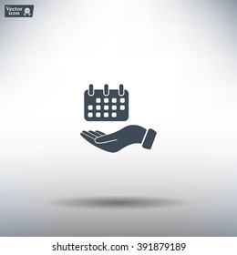 Web line icon. Calendar in hand
