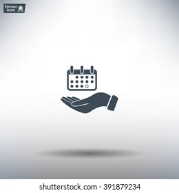 Web line icon. Calendar in hand