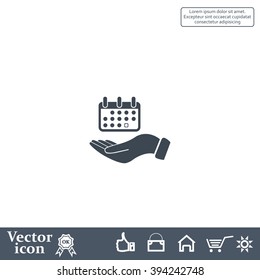 Web line icon. Calendar in hand