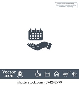 Web line icon. Calendar in hand
