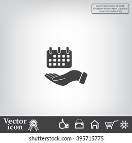 Web line icon. Calendar in hand