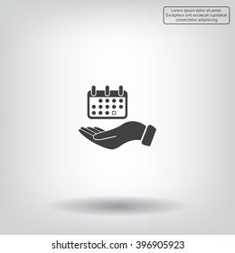 Web line icon. Calendar in hand