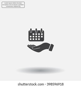 Web line icon. Calendar in hand