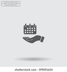 Web line icon. Calendar in hand
