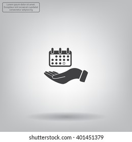 Web line icon. Calendar in hand