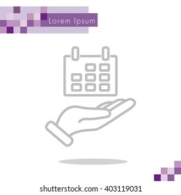 Web line icon. Calendar in hand