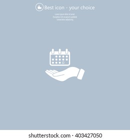 Web line icon. Calendar in hand