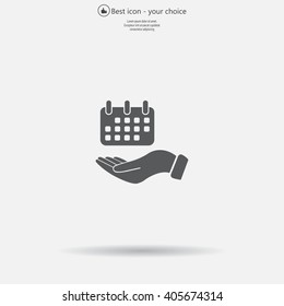 Web line icon. Calendar in hand