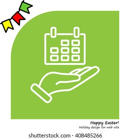 Web line icon. Calendar in hand