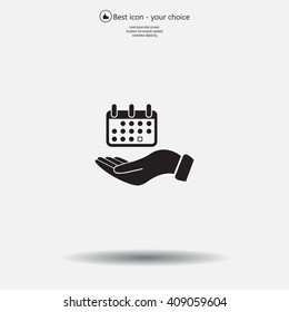Web line icon. Calendar in hand