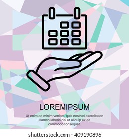 Web line icon. Calendar in hand