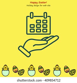 Web line icon. Calendar in hand