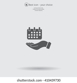 Web line icon. Calendar in hand